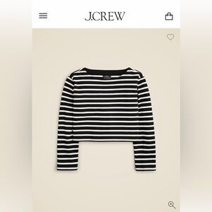 J.Crew Striped Black White Cropped Long Sleeve Shirt 100% Cotton